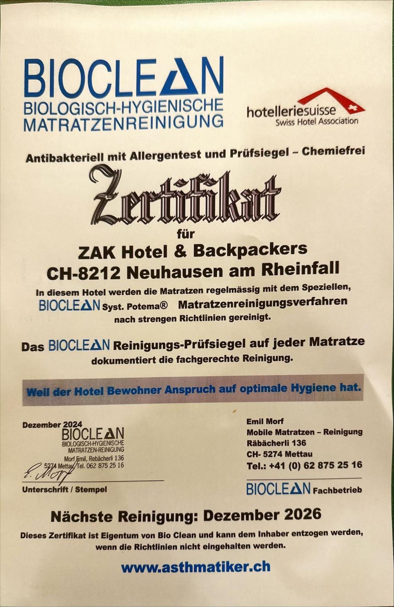 Zak Neuhausen Hostel Neuhausen Am Rheinfall Exterior foto